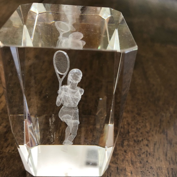 3D Laser Etched Tennis Player Paperweights - Picture 4 of 12